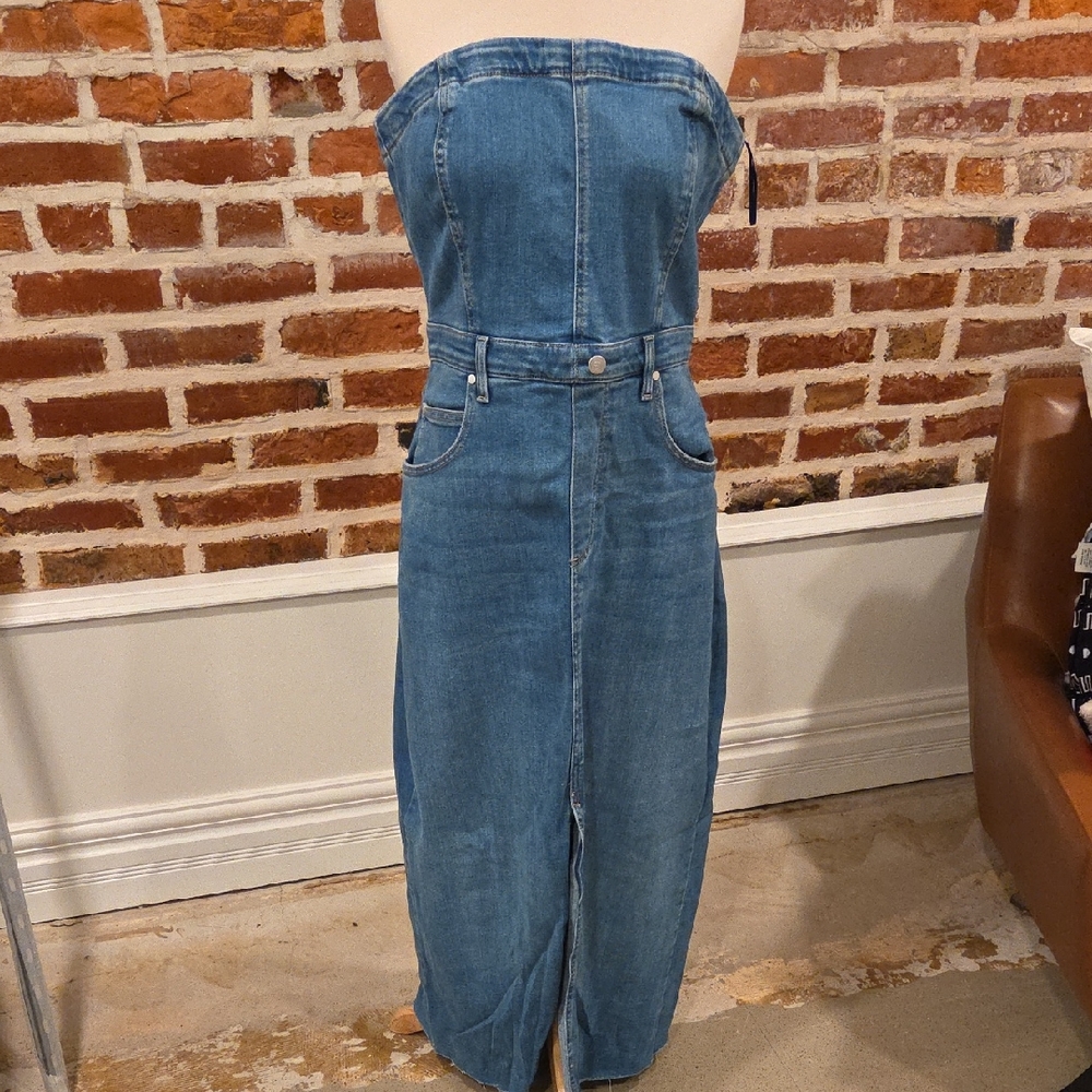 Pilcro Blue Denim Strapless Overall